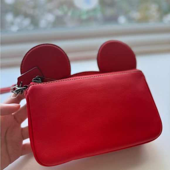 Coach x Disney Mickey Mouse Ear Leather Wristlet NWT – Red – Limited Edition